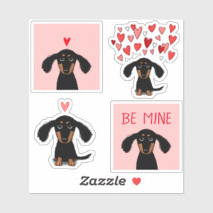 Adorable Dachshund Puppy Dog Valentine Stickers