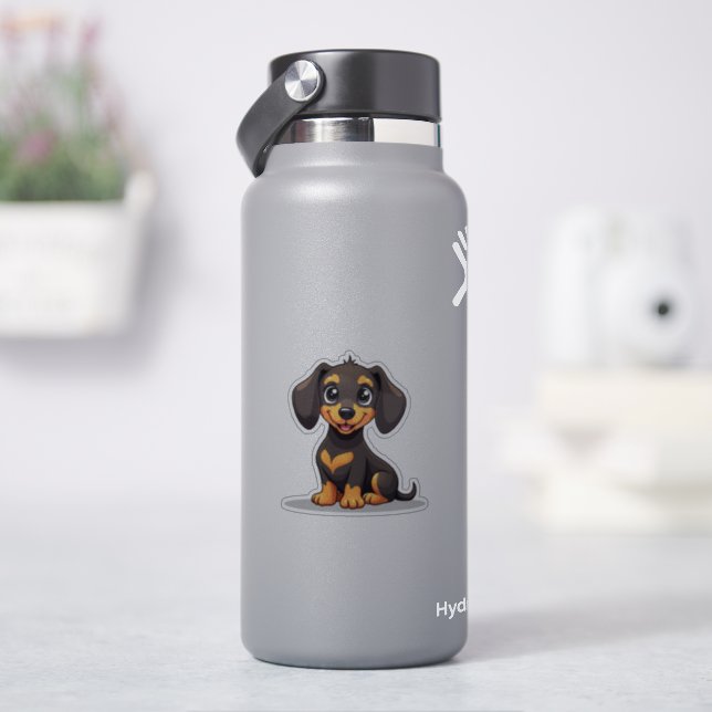 Adorable Dachshund Puppy – Pastel Sticker (HydroFlask)