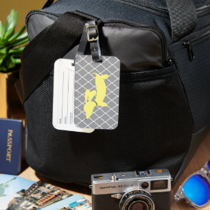 Adorable Dachshund Yellow & Grey Luggage Bag Tag