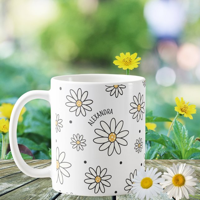 Adorable Daisies and Dots Custom Name  Coffee Mug (Creator Uploaded)