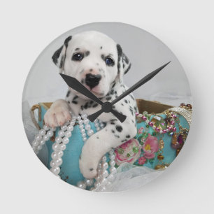 Adorable Dalmatian Pup Round Clock
