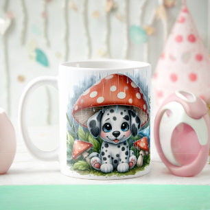 Adorable Dalmatian Puppy Under Mushroom Umbrella Coffee Mug