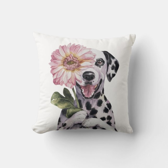 Adorable Dalmatian Watercolor  Illustration  Cushion (Front)