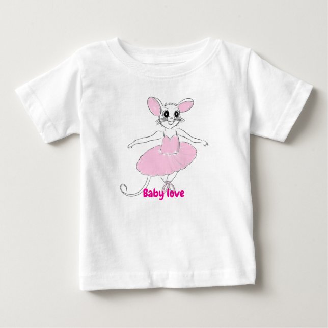 Adorable Dancing Ballerina Rat in Pink TuTu Tee (Front)