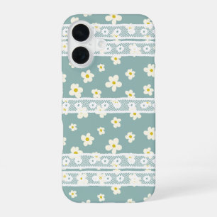 Adorable decorative lace and Blossom Cute blue iPhone 16 Case