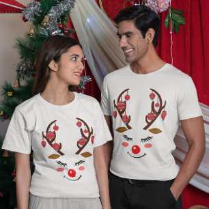 Adorable Deer Face & Ornaments on Antlers Unisex T-Shirt