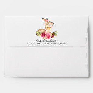 Adorable Deer Girl Baby Shower Envelope