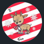 Adorable Deer in Scarf Christmas Gift Tag Stickers<br><div class="desc">A cute little deer in a winter scarf!
Hand illustrated by Molly Harrison
© Molly Harrison</div>
