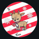 Adorable Deer in Scarf Christmas Gift Tag Stickers<br><div class="desc">A cute little deer in a winter scarf!
Hand illustrated by Molly Harrison
© Molly Harrison</div>