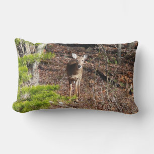 Adorable Deer in the Woods Nature Photography Lumbar Cushion