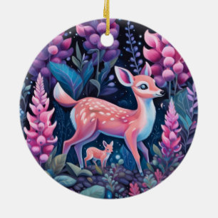 Adorable Deer With Flowers Ornament
