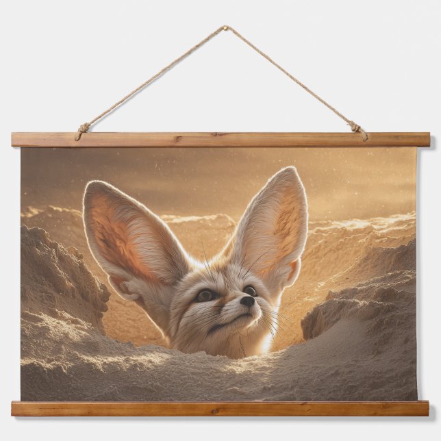 Adorable Desert Fennec Fox Sunset Wall Art (Front)