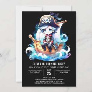 Adorable Digital Pirate Birthday Invitation