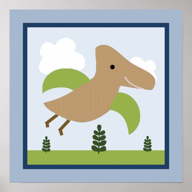 Adorable Dinosaur 1 Wall Art Poster (Front)