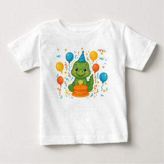 Adorable Dinosaur Birthday Celebration Baby T-Shirt