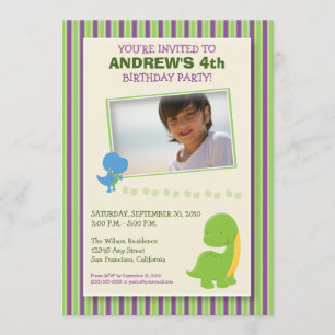 Adorable Dinosaur Birthday Party Invite (green)