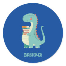 Adorable Dinosaur Book Lover With Kids Name