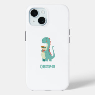 Adorable Dinosaur Book Lover With Kids Name iPhone 15 Case