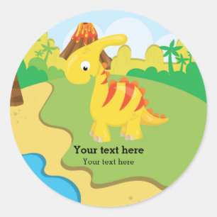 Adorable dinosaur classic round sticker