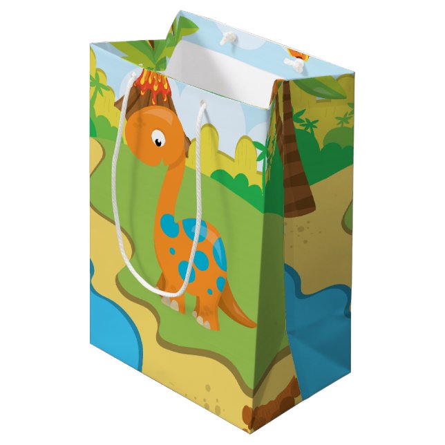 Adorable Dinosaur Medium Gift Bag (Front Angled)