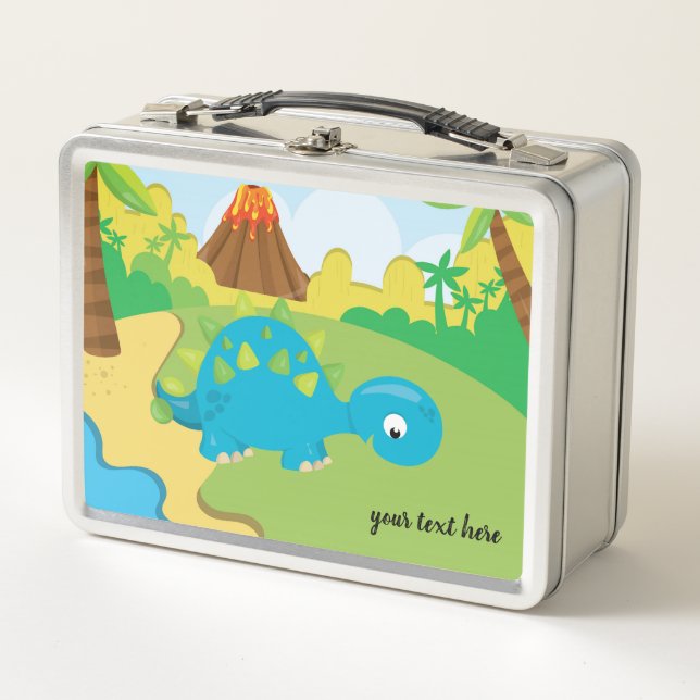 Adorable Dinosaur Metal Lunch Box (Front)