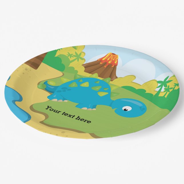 Adorable Dinosaur Paper Plate (Angled)