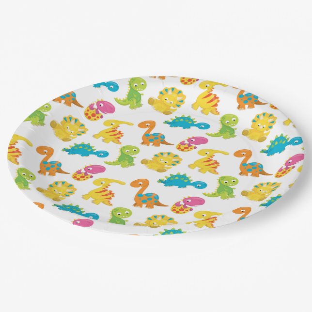 Adorable Dinosaur Paper Plate (Angled)