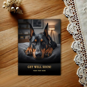Adorable Doberman Pinscher  Get Well  Postcard