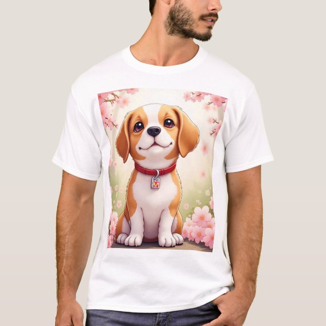 Adorable dog and blossoms T-Shirt (Front)