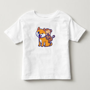 Adorable Dog and Monkey Cartoon Duo Toddler T-Shirt