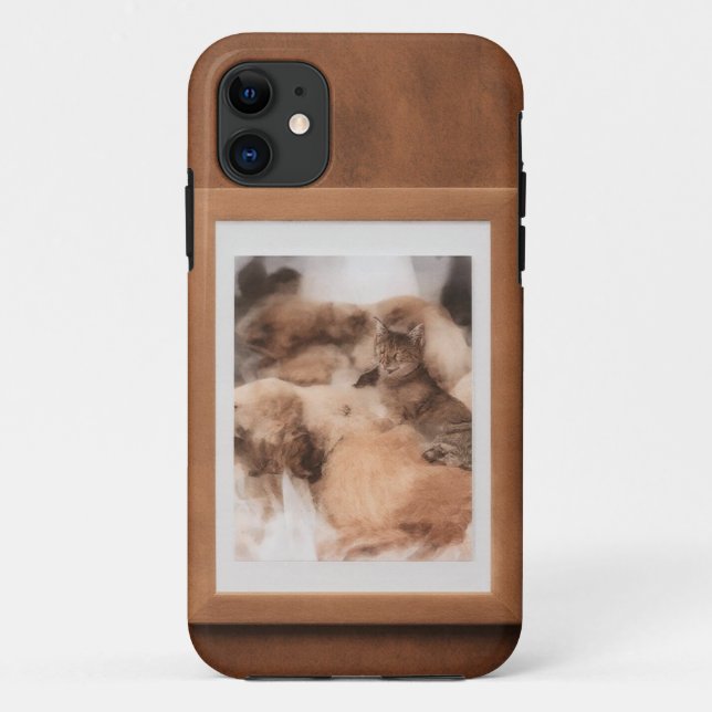 Adorable Dog Art Print in Wooden Frame Case-Mate iPhone Case (Back)