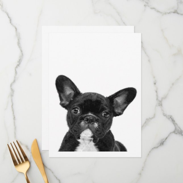 Adorable Dog | Black French Bulldog Face Menu (Front/Back In Situ)