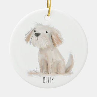 Adorable dog ceramic ornament