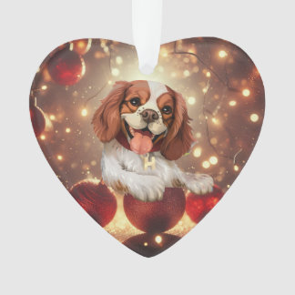 Adorable dog Christmas heart ornament