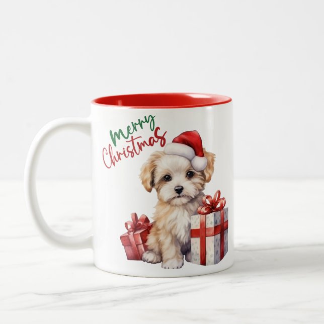 Adorable Dog Christmas Mug (Left)