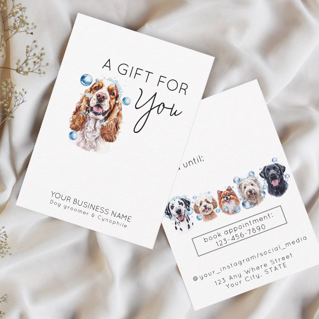 Adorable dog cocker spaniel pet grooming gift card (Creator Uploaded)
