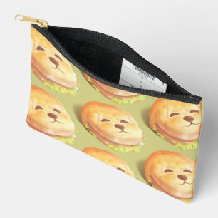 Adorable Dog Face Burger Pattern Accessory Pouch
