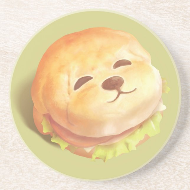 Adorable Dog Face Burger Pattern Coaster (Front)