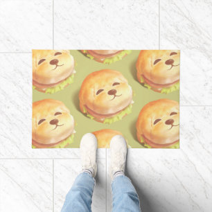 Adorable Dog Face Burger Pattern Doormat