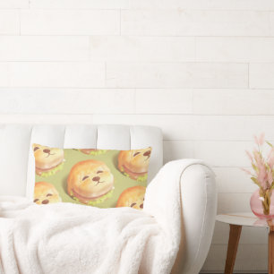 Adorable Dog Face Burger Pattern Lumbar Cushion