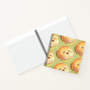 Adorable Dog Face Burger Pattern Notebook