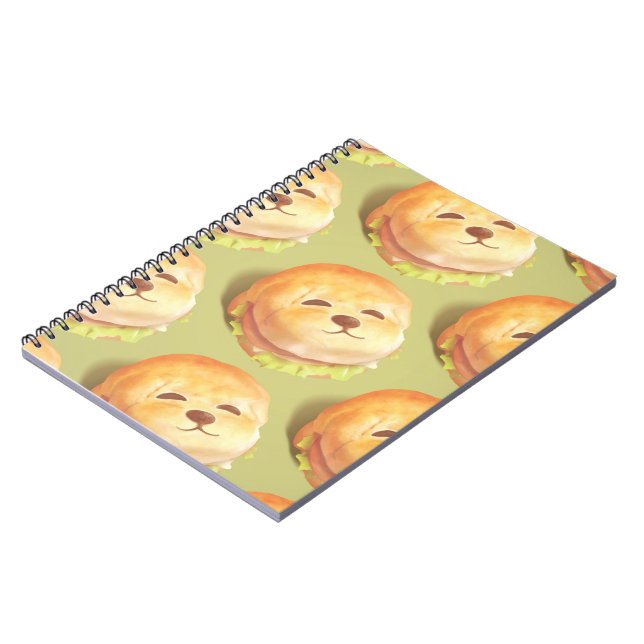Adorable Dog Face Burger Pattern Notebook (Left Side)