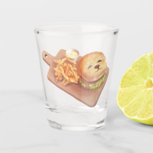 Adorable Dog Face Burger with Fries Shot Glass