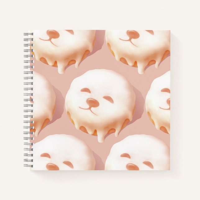 Adorable Dog Face Doughnut Notebook (Front)