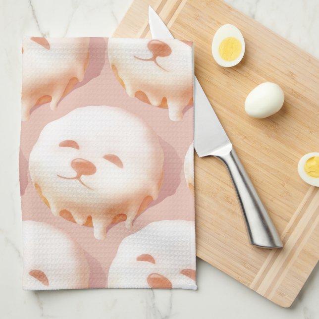 Adorable Dog Face Doughnut Tea Towel (Quarter Fold)