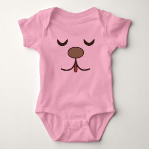 Adorable dog face pink baby bodysuit