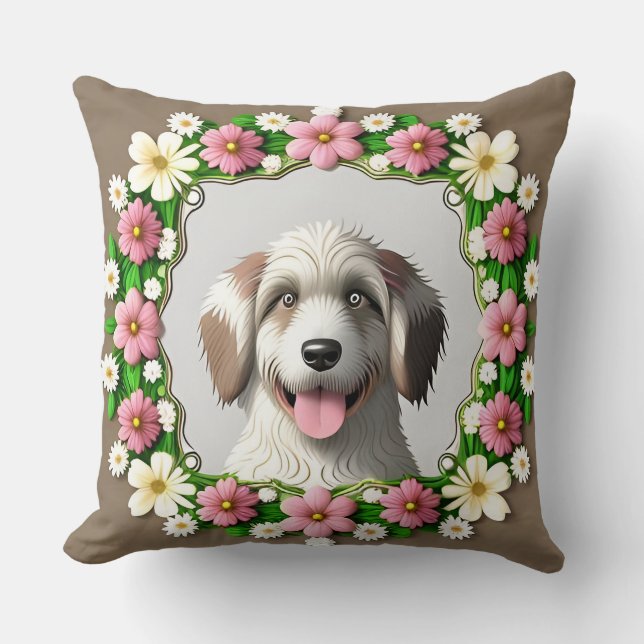 Adorable Dog Framed by Bright Design Cushion (Front)