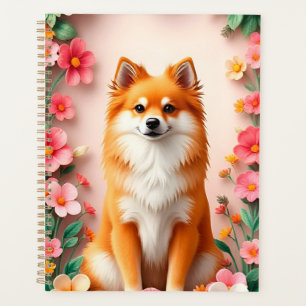 Adorable Dog Framed by Flowers Planner
