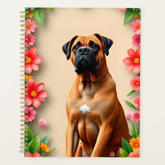 Adorable Dog Framed by Flowers Planner (Front)