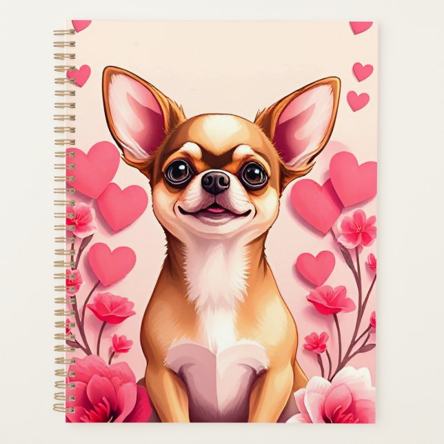 Adorable Dog Framed by Flowers Planner (Front)